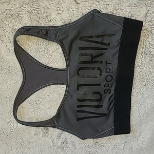 Victoria's Secret Sport Blue Grey Logo Racerback Sports Bra Womens Size Small